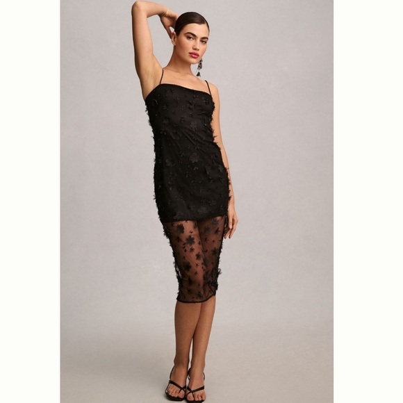 NWT Anthropologie Maeve Sleeveless Slip Midi Dress Black Size 6 - Picture 1 of 7